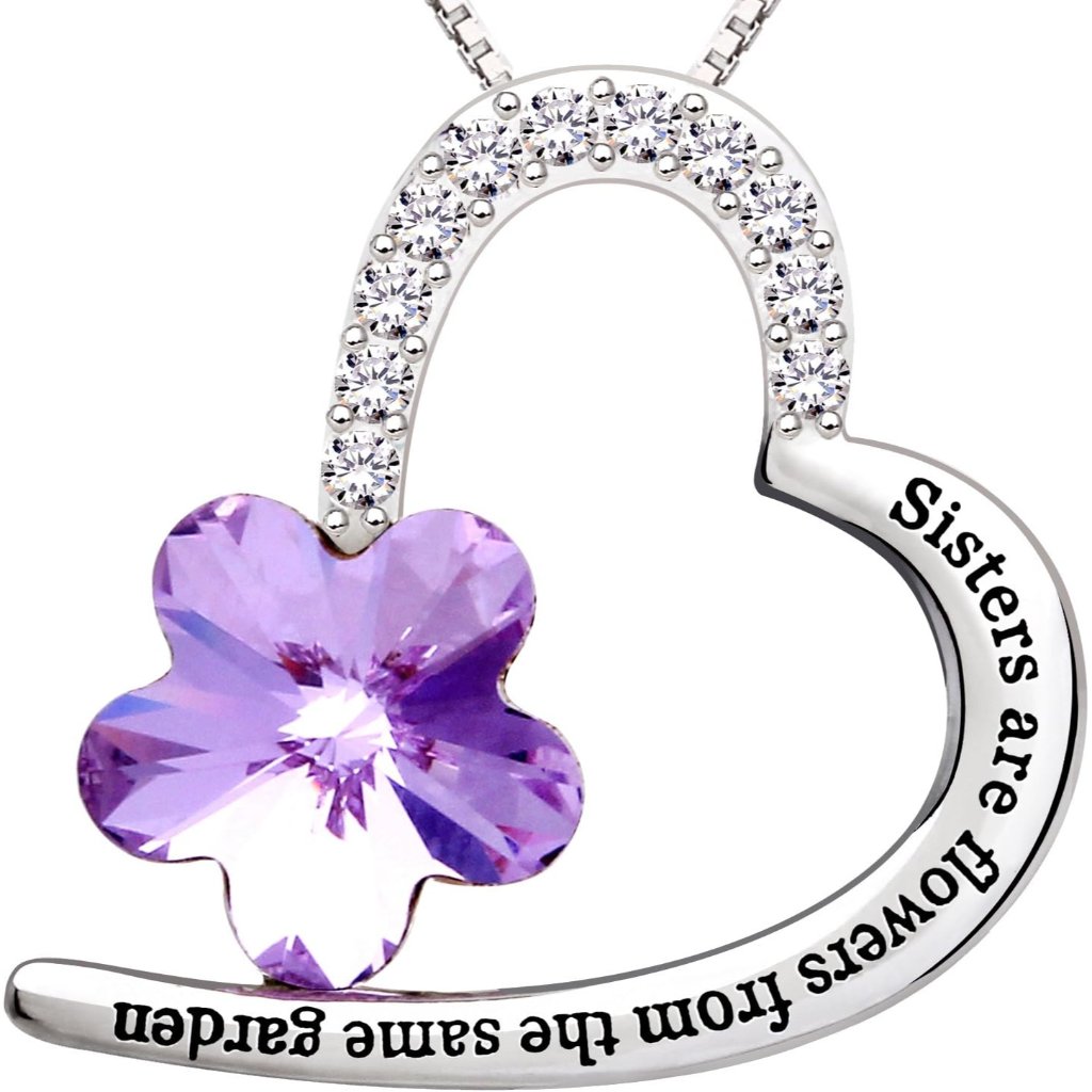 Sterling Silver Love Heart Necklace With Cubic Zirconia 17.7" Chain